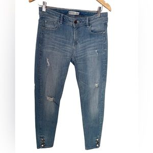 Zara Distressed Skinny Jeans with Button Ankle Detail